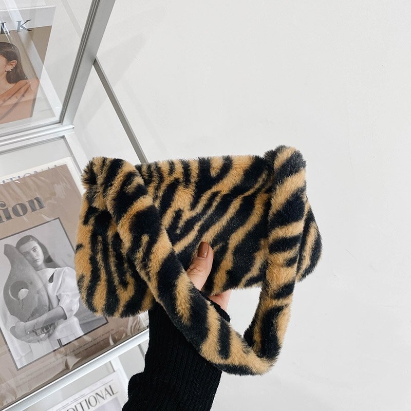 Winter Zebra Pattern Shoulder Underarm Bag