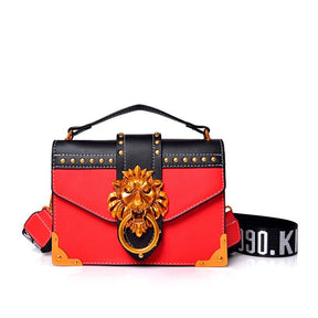 Metal Lion Head Mini Small Square Pack Shoulder Bag