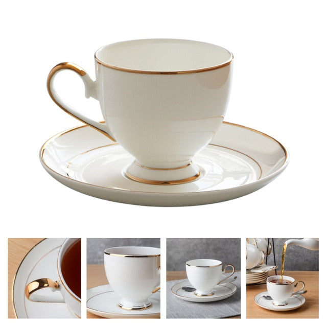 Europe Noble Bone China Coffee Cup Saucer Spoon Set 200ml