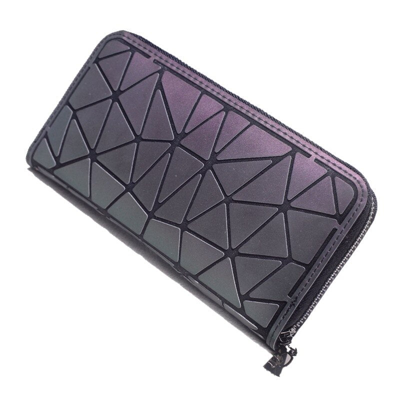 Slim Thin Women Purses Long Clutch Wallets Geometric Luminous Money Bag