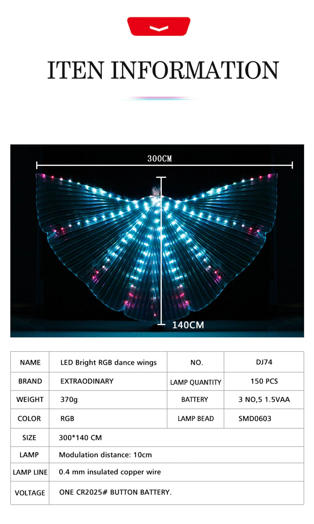 Rainbow Color Alas Led Wings