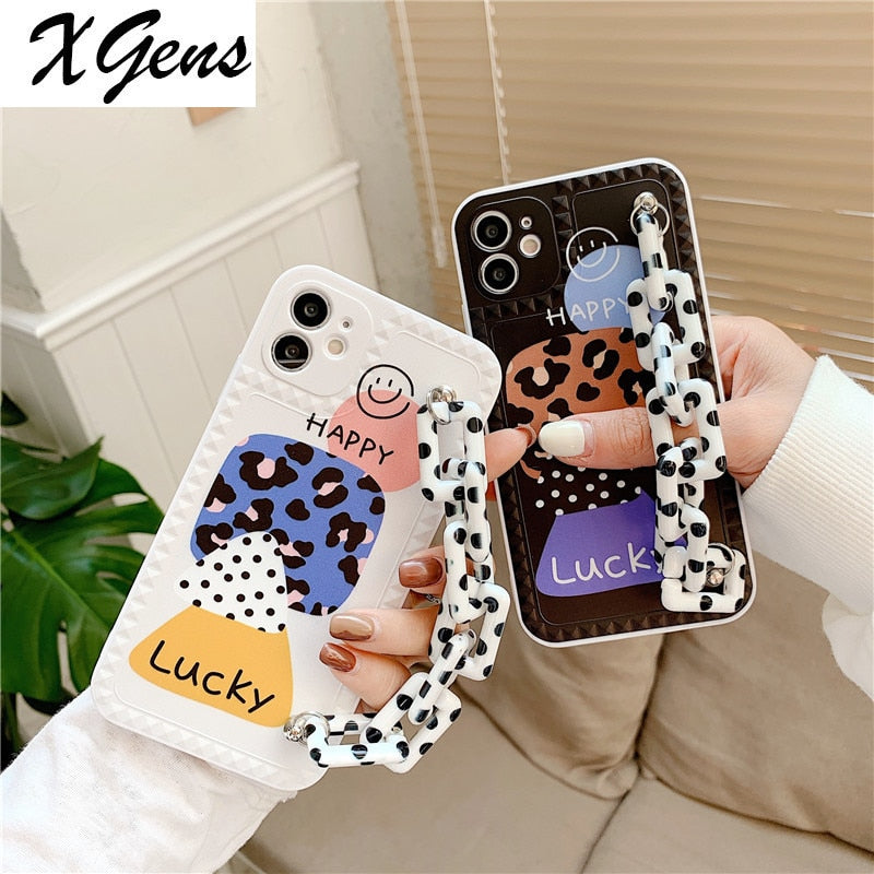 Leopard Print Letter Bracelet Phone Case For iPhone