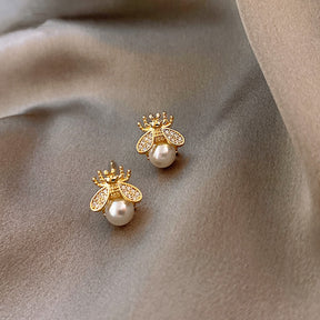 Honey Bee Pearl Earrings