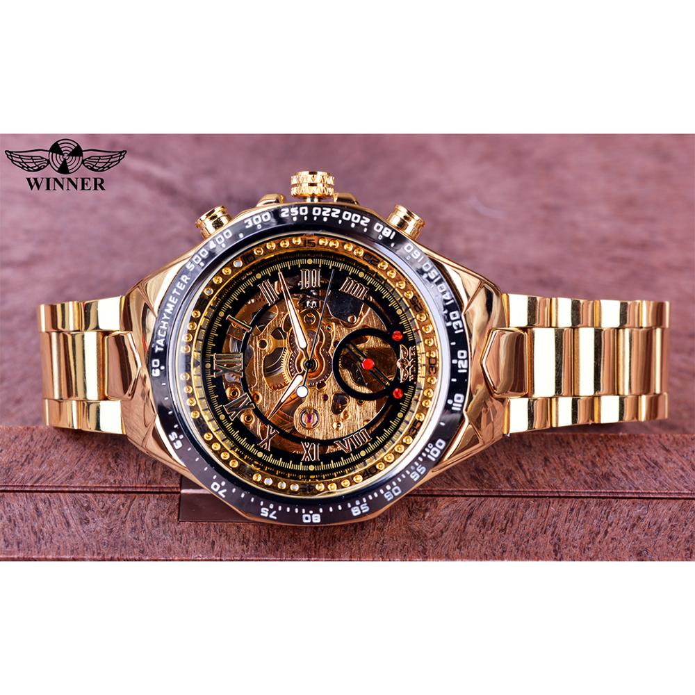 Mechanical Sport Design Golden Men's Watches