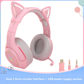 Onikuma K9 Pink Cute Cat Ear Headphone with Mic