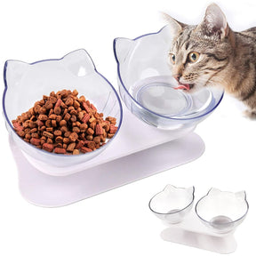 Pet Double Cat Bowl With Raised Stand