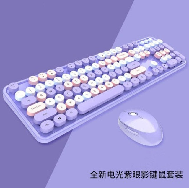 Wireless Candy Color Round Keycap Keyboard Set