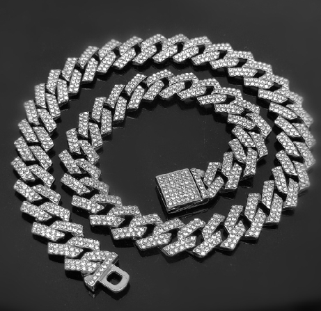 Iced Out Rhombus Prong Chain Necklace