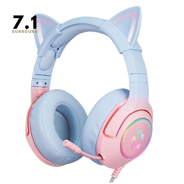 Onikuma K9 Pink Cute Cat Ear Headphone with Mic