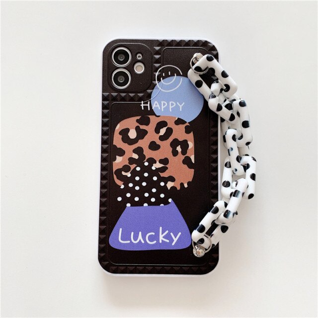 Leopard Print Letter Bracelet Phone Case For iPhone