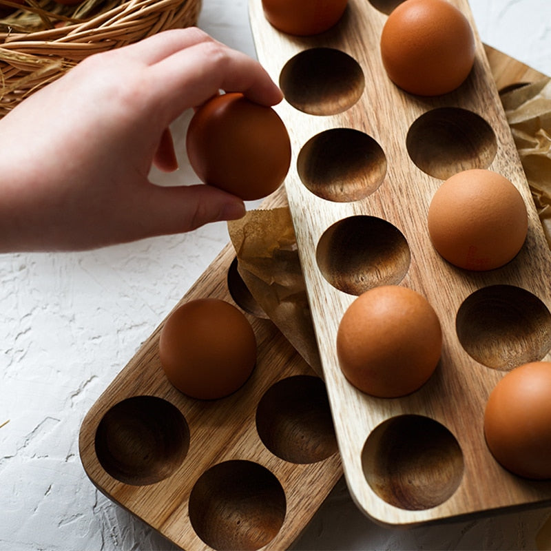 Japanese style Wooden Double Row Egg Storage Box