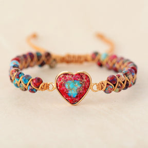 Natural Stone Heart Charm Bracelets