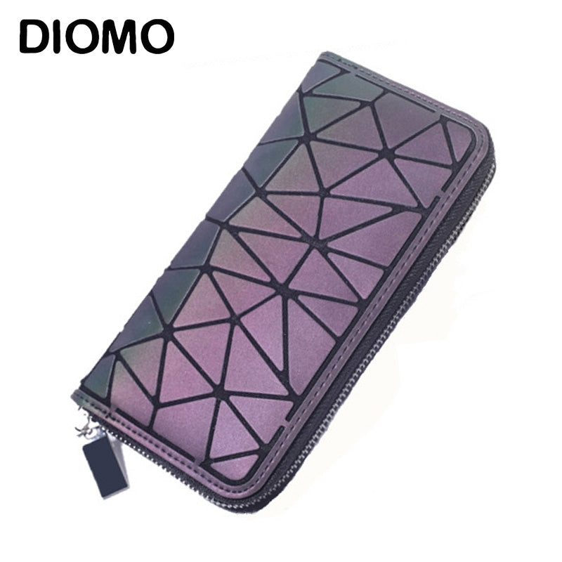 Slim Thin Women Purses Long Clutch Wallets Geometric Luminous Money Bag