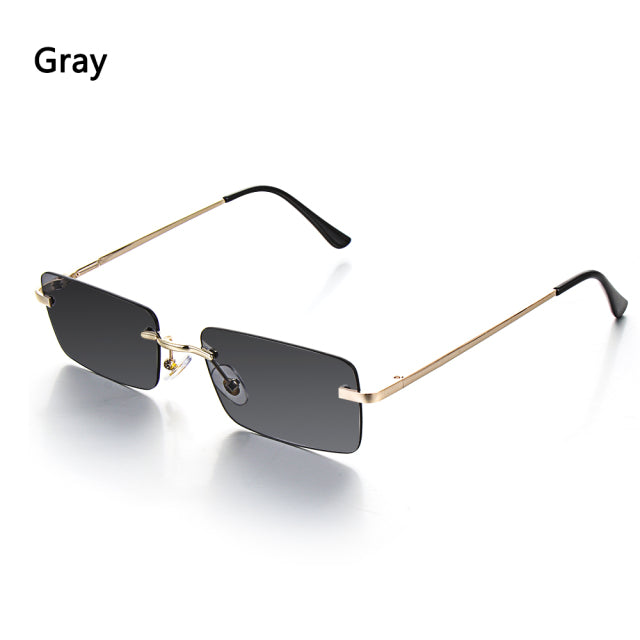 Rimless Small Rectangle Sunglasses UV400 Eyewear