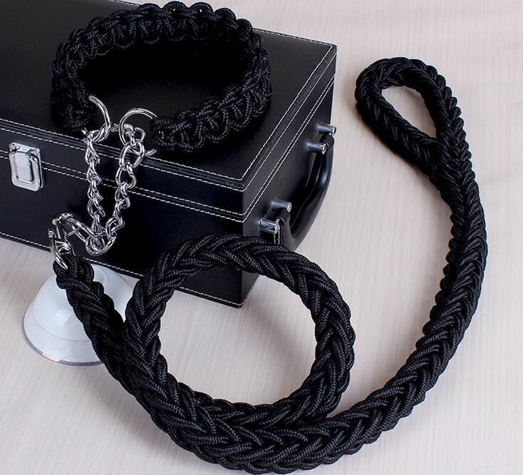 Double Strand Rope Large Dog Leashes Metal P Chain Buckle National Color Pet Traction Rope Collar Set For Big Dogs 1.2m Length