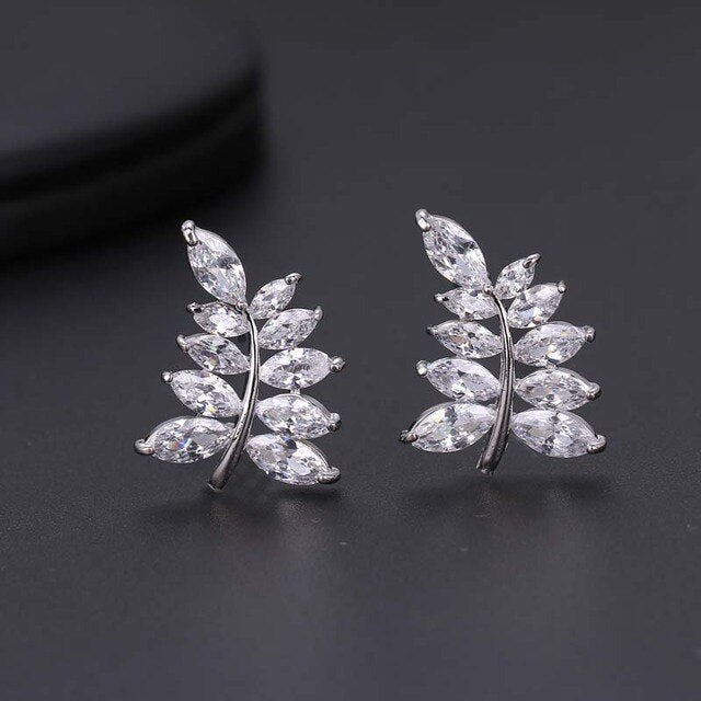 Classic Shining Silver CZ Stud Earrings