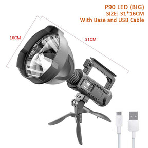 LED Flashlight Waterproof Spotlight With Tripod Base