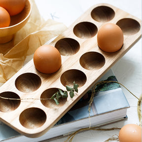 Japanese style Wooden Double Row Egg Storage Box