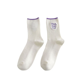 White Embroidered Socks for Women