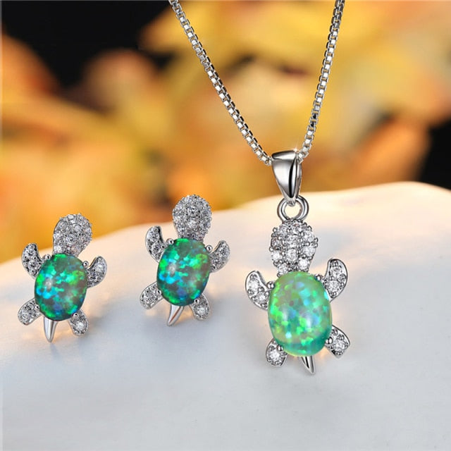 Sea Turtle Necklace and Earrings