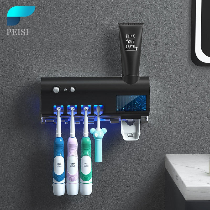 Toothbrush Holder Toothpaste Dispenser Solar Energy