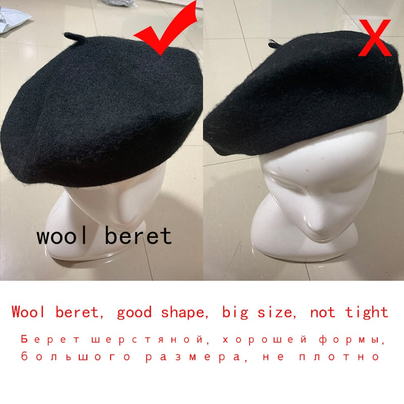 Autumn Winter Hat 100%  Wool Thick  Berets French Artist Beret