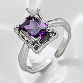 Purple Square Zirconia Ring