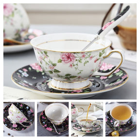 Europe Noble Bone China Coffee Cup Saucer Spoon Set 200ml