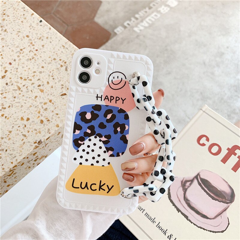 Leopard Print Letter Bracelet Phone Case For iPhone