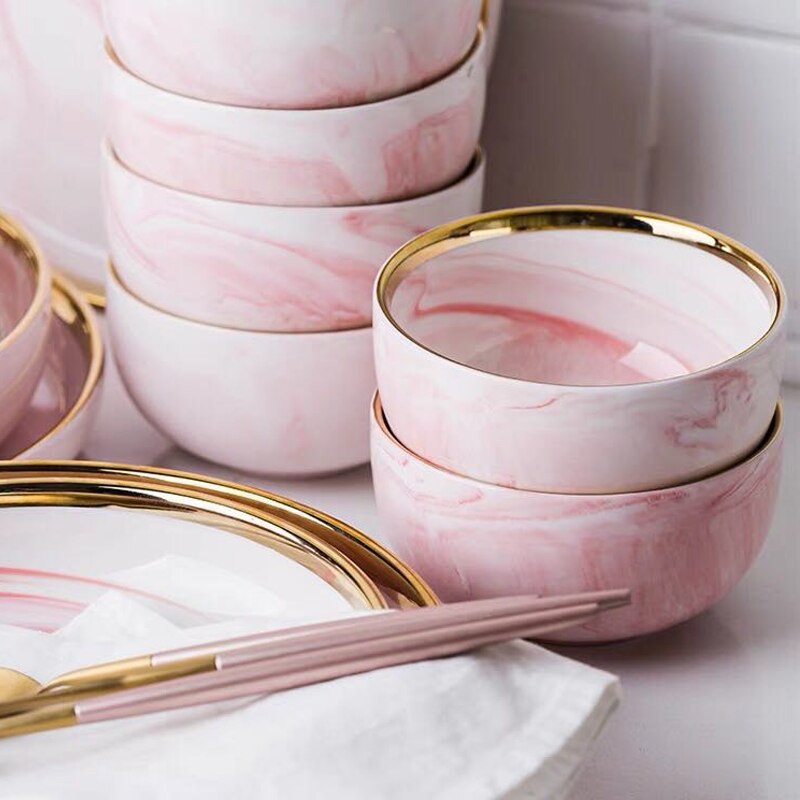 Pink Marbe Dinnerware Dinner Plates