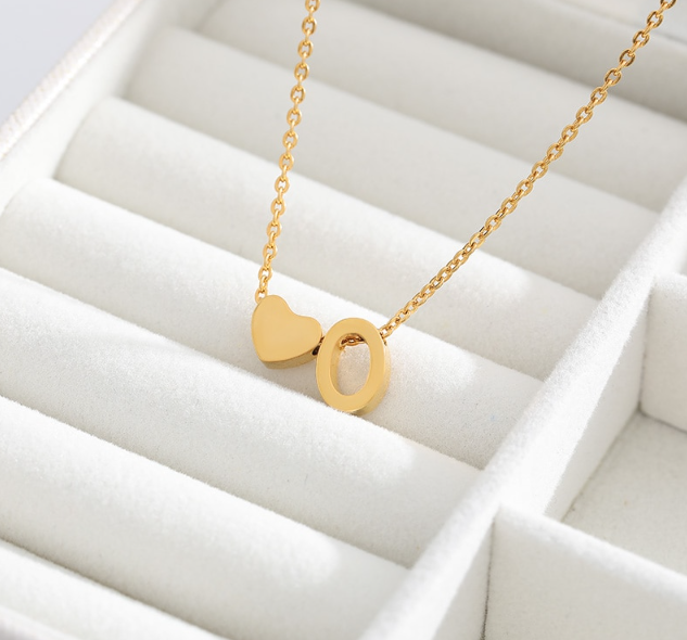 Letter Heart Initial Necklaces