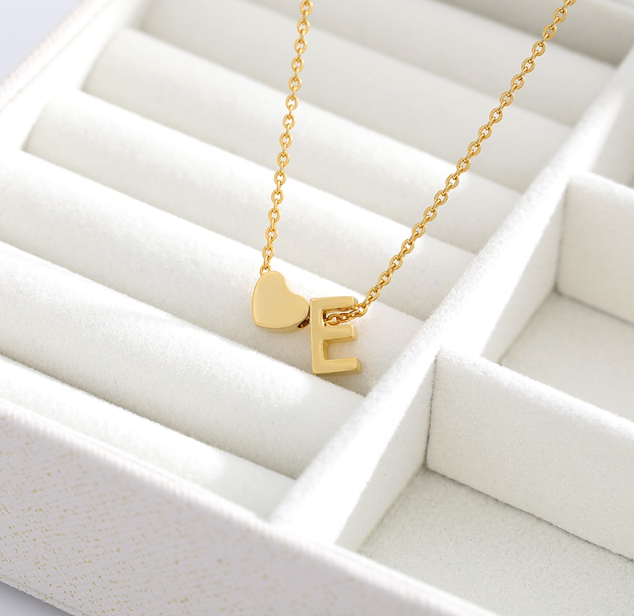 Letter Heart Initial Necklaces