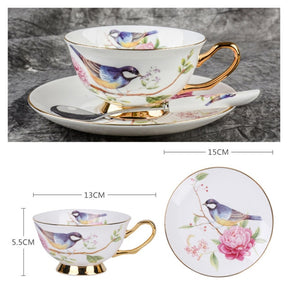 Europe Noble Bone China Coffee Cup Saucer Spoon Set 200ml