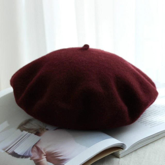 Autumn Winter Hat 100%  Wool Thick  Berets French Artist Beret