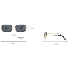 Blue rectangular sunglasses rimless