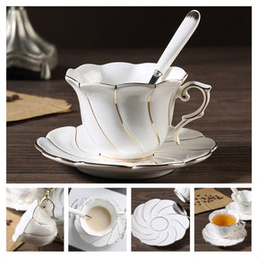 Europe Noble Bone China Coffee Cup Saucer Spoon Set 200ml