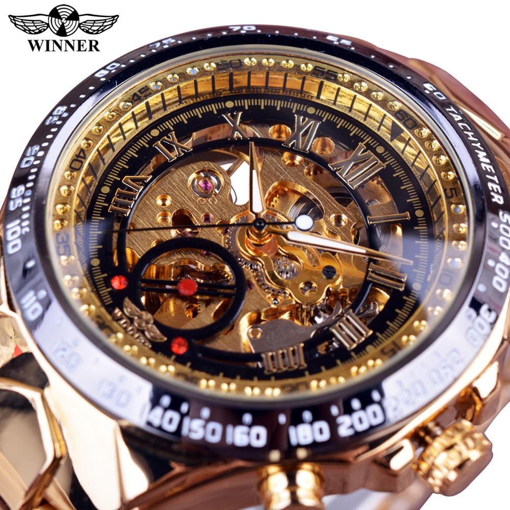 Mechanical Sport Design Golden Men's Watches