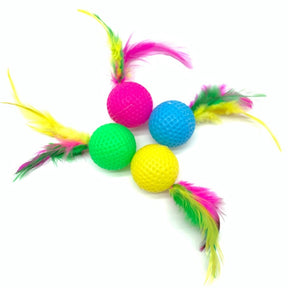 6pcs Mixed Funny Plastic Golf Ball with Feather Cat Toy